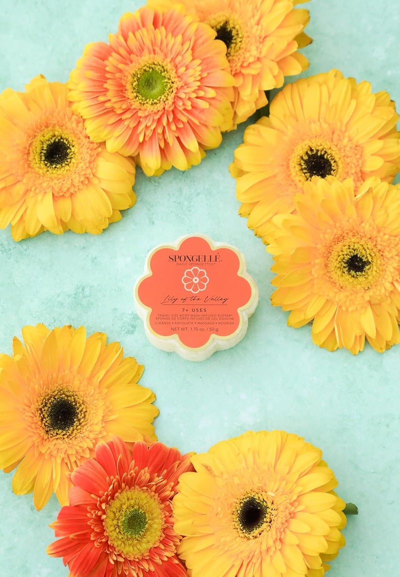 SPONGELLÉ Spongelle Lily of the Valley Spongette Loofah Body Scrubber | Bath & Shower Loofah for Women | Body Scrubber Exfoliator with Body Wash Infused Sponge | 5+ uses | Soft Lily, Jasmine & Fresh Green Notes - Image 5